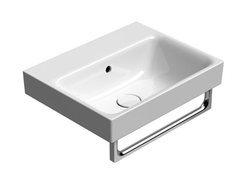 NUBES 50X40 - Rectangular ceramic washbasin with towel rail by GSI ceramica - view 2